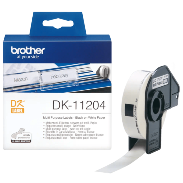 Brother – Ruban en papier continu DK2251 pour imprimantes d'étiquettes, 2,4  po x 50 pi, blanc avec texte noir/rouge